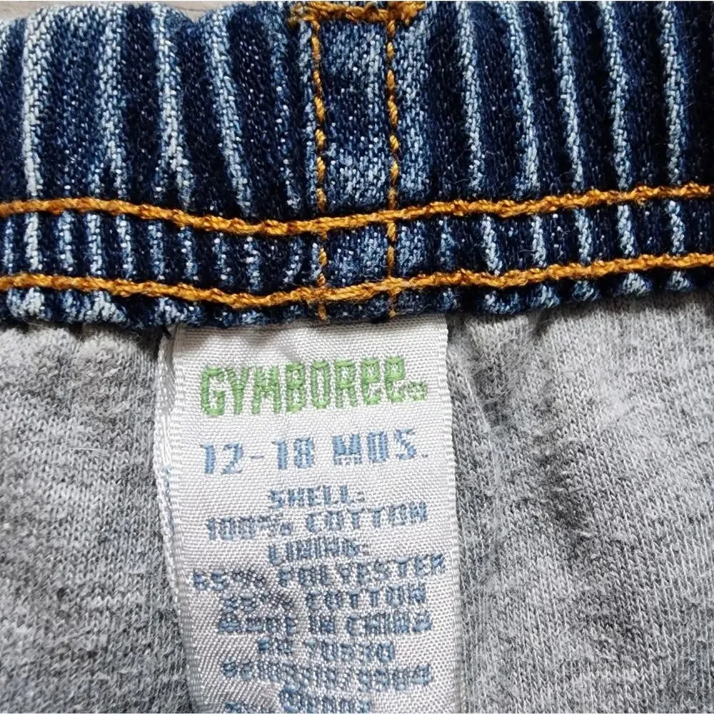 Gymboree Boy's Vintage Infant Elastic Waist Lined Denim Pants Size 12-18 Months